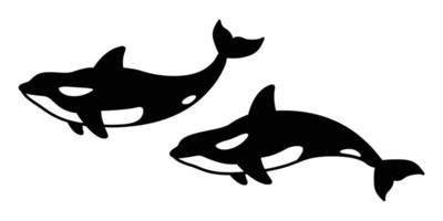 Wal Vektor Delfin Hai Symbol Mörder Wal Charakter Illustration