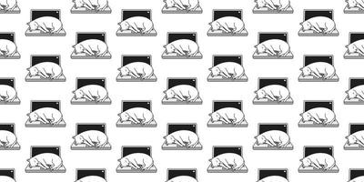 Katze nahtlos Muster Kätzchen Vektor isoliert Schlaf Notizbuch Laptop Hintergrund Hintergrund