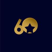 60 Jahre Jubiläum Sternball Gold Feier Vektor Vorlage Design Illustration