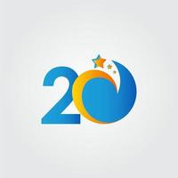 20 Jahre Jubiläum Stern Strich blau Feier Vektor Vorlage Design Illustration