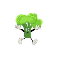 broccoli maskot tecknad serie i vektor. söt Lycklig leende broccoli vegetabiliska uppsättning samling. vektor platt tecknad serie karaktär illustration ikon design. innehåll, Lycklig, grön leende, glad ansikte känsla.