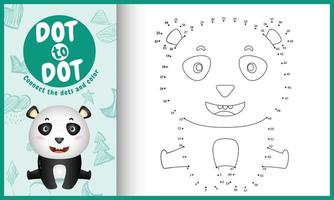 Verbinden Sie das Punktkinderspiel und die Malvorlage mit einer niedlichen Panda-Charakterillustration vektor
