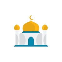 muslim moské isolerat platt Fasad på vit bakgrund. platt med skuggor arkitektur objekt. vektor tecknad serie design. skön muslim tempel ikon illustration. östra kulturell landmärke.