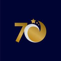 70 Jahre Jubiläum Stern Dash Gold Feier Vektor Vorlage Design Illustration