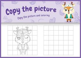 kopiera bilden barnspel och målarbok ramadan med en söt hjort med arabisk traditionell dräkt vektor