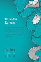 Ramadan kareem mit Grün Weiß Blätter Hintergrund im Hand gezeichnet Design vektor