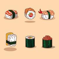das Illustration von bündeln Sushi Essen vektor