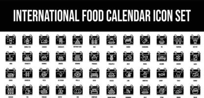 internation mat kalender stroke översikt ikoner uppsättning vektor