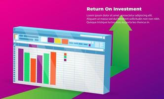 Geschäftspfeil Zielrichtungskonzept zum Erfolg. Return on Investment Roi. anwendbar für Werbung, Titelplakat, Infografik, Landing Page, UI, UX, Persentation, Baner, Social Media gepostet vektor