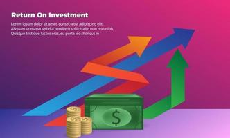 Geschäftspfeil Zielrichtungskonzept zum Erfolg. Return on Investment Roi. anwendbar für Werbung, Titelplakat, Infografik, Landing Page, UI, UX, Persentation, Baner, Social Media gepostet vektor