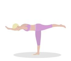 kvinna utövar yoga. vektor illustration i platt tecknad serie stil, begrepp illustration för friska livsstil, sport, tränar.