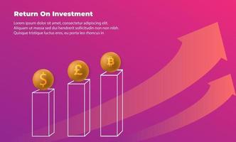 affärspil riktningskoncept till framgång. avkastning på investering ROI. tillämpligt för marknadsföring, omslagsaffisch, infografik, målsida, ui, ux, persentation, baner, sociala medier publicerade vektor