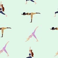 kvinna utövar yoga. begrepp illustration för friska livsstil, sport, tränar. Hem sida baner vektor