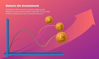 Geschäftspfeil Zielrichtungskonzept zum Erfolg. Return on Investment Roi. anwendbar für Werbung, Titelplakat, Infografik, Landing Page, UI, UX, Persentation, Baner, Social Media gepostet vektor