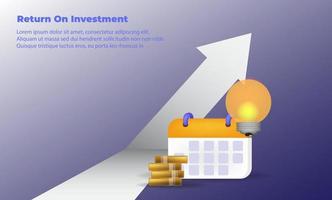 Geschäftspfeil Zielrichtungskonzept zum Erfolg. Return on Investment Roi. anwendbar für Werbung, Titelplakat, Infografik, Landing Page, UI, UX, Persentation, Baner, Social Media gepostet vektor