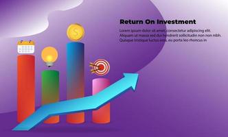 Geschäftspfeil Zielrichtungskonzept zum Erfolg. Return on Investment Roi. anwendbar für Werbung, Titelplakat, Infografik, Landing Page, UI, UX, Persentation, Baner, Social Media gepostet vektor