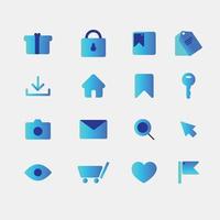 en uppsättning av blå vektor ikoner av modern trend i lutning