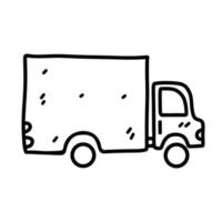 LKW im Hand gezeichnet Gekritzel skizzieren Stil. Fracht, Transport, Logistik, Lieferung. Vektor Illustration isoliert auf Weiß Hintergrund.