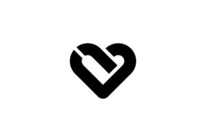 svart vit hjärta kärlek negativ Plats flaska logotyp vektor