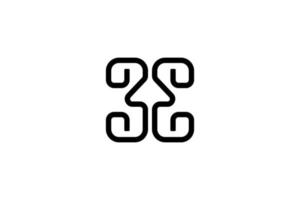 svart vit första brev siffra 3 e pil upp logotyp vektor