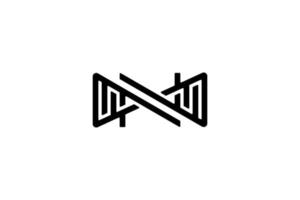 svart vit första brev n oändlighet logotyp vektor