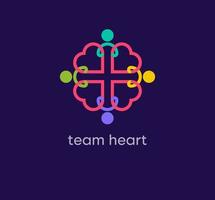 Mannschaft Herz Menschen Logo. einzigartig Design Farbe Übergänge. Mannschaft und Joint Erfolg Logo Vorlage. Vektor. vektor