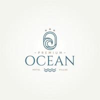 minimalistisch Prämie Strand Ozean Hotel Villa Abzeichen Symbol Logo Vorlage Vektor Illustration Design. einfach modern Hotel, Erholungsort, Villa Logo Konzept