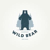 minimalistisk årgång vild grizzly Björn djur- ikon märka logotyp mall vektor illustration design. klassisk grizzly eller honung Björn i skog logotyp begrepp