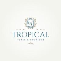 minimalistisch tropisch Strand Ozean Hotel Boutique Abzeichen Symbol Logo Vorlage Vektor Illustration Design. einfach modern Hotel, Erholungsort, Villa Emblem Logo Konzept