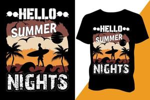 Hallo Sommer- Nächte T-Shirt Design bekleidung Typografie neueste Design retro Design modisch vektor