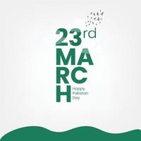 23 Mars pakistan upplösning dag med grön och vit Färg kombination vektor