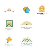 einstellen von Haus Sonne Symbol Vektor Logo Vorlage Illustration Design