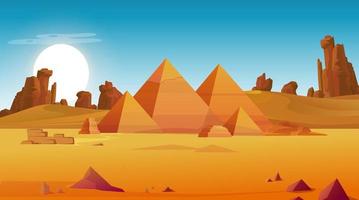 pyramider i öken- område. vektor