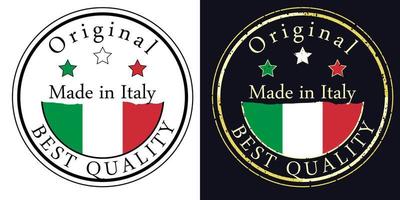 runden Etiketten mit Flagge, Original Beste Qualität. Vektor Illustration von Italien Flagge.