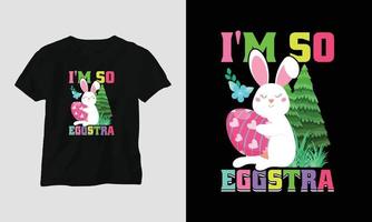 Ostern Sonntag T-Shirt Design mit Hasen, Kaninchen, Eier, usw. vektor