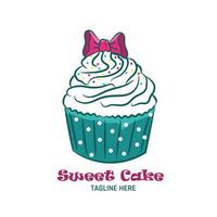 kopp kaka och muffin vektor illustration logotyp design, perfekt för bageri affär logotyp design