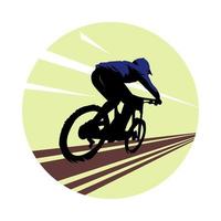 Radfahrer, Biker zurück Sicht. extrem Sport Konzept, bergab, Fahrer, Rennfahrer. Vektor Illustration. das Design ist geeignet zum T-Shirt, Aufkleber, drucken, Poster, Geschenk, usw.