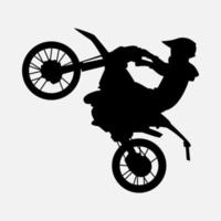 Moto-Cross Fahrer Silhouette. Konzept von Sport, Springen, Rennen, Motorrad. Vektor Illustration.