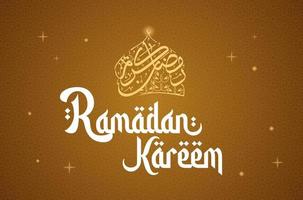 ramadan kareem engelsk typografi. ett islamic hälsning text i engelsk för helig månad ramadan kareem . islamic bakgrund med moské vektor