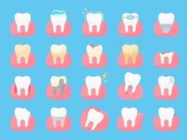 Dental Gesundheit Pflege lösen das Problem von Zahn zerfallen und geschwollen Zahnfleisch im das Mund. vektor