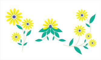 einstellen ein Blumen- Rand mit ein Kranz von Grün Blätter und Gelb Blumen zum ein Hochzeit Karte, ein Gruß Karte, oder dekorativ Kunstwerk. vektor