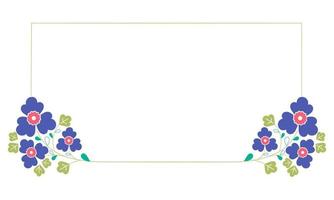 uppsättning en blommig gräns med en krans av grön löv och blå blommor för en bröllop kort, en hälsning kort, eller dekorativ konstverk. vektor