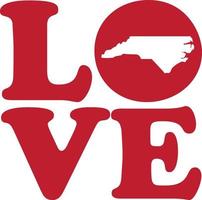 kärlek norr Carolina stat röd översikt vektor grafisk illustration isolerat