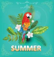 Sommer- Hintergrund mit tropisch Pflanzen und Blumen. zum typografisch, Banner, Poster, Party Einladung. Vektor Illustration