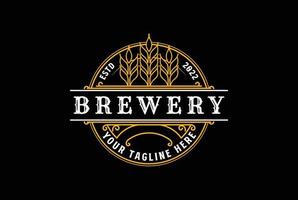 Bier Logo Vektor Illustration, Emblem Brauerei Design auf schwarz Hintergrund.