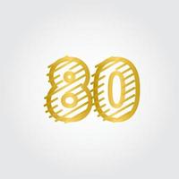 80-årsjubileum guld linje design logo vektor mall illustration