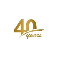 40-årsjubileum elegant guldlinje firande vektor mall design design