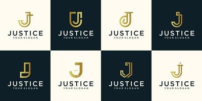 ein Sammlung Gold Farbe von Brief j Logo Designs im abstrakt modern minimalistisch eben zum Geschäft vektor