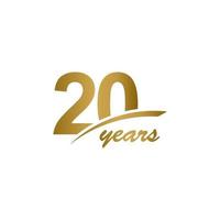 20-årsjubileum elegant guldlinje firande vektor mall design design