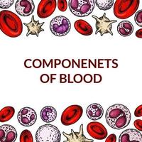 Blut Zellen Hintergrund. Design zum Blut prüfen, Anämie, Spende, Hämophilie, Labor wissenschaftlich Forschung Konzepte. Vektor Illustration im skizzieren Stil